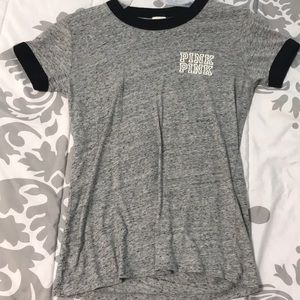 pink brand grey shirt